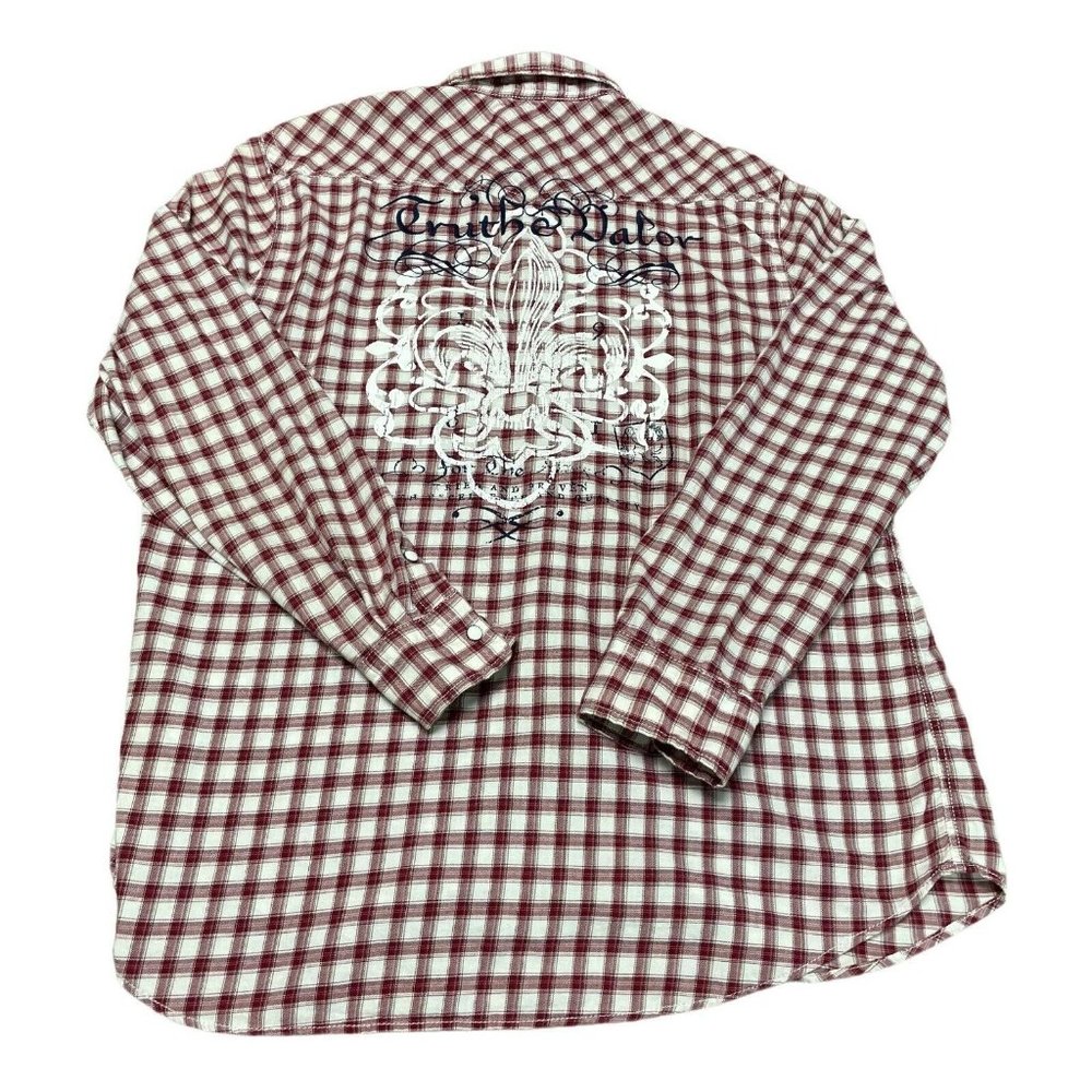 Express‎ Shirt Long Sleeve White Red Embroidered